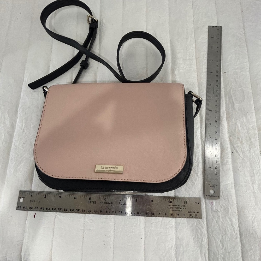 Kate Spade New York Saffiano Leather Colorblock Crossbody Bag Pink Black Small